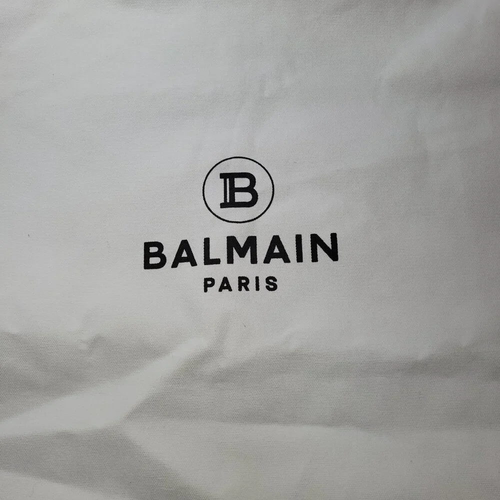Balmain Garment Bag Gown White Black Logo Gold Tone Exposed Zipper 62.5 x 23 in - Picture 3 of 13
